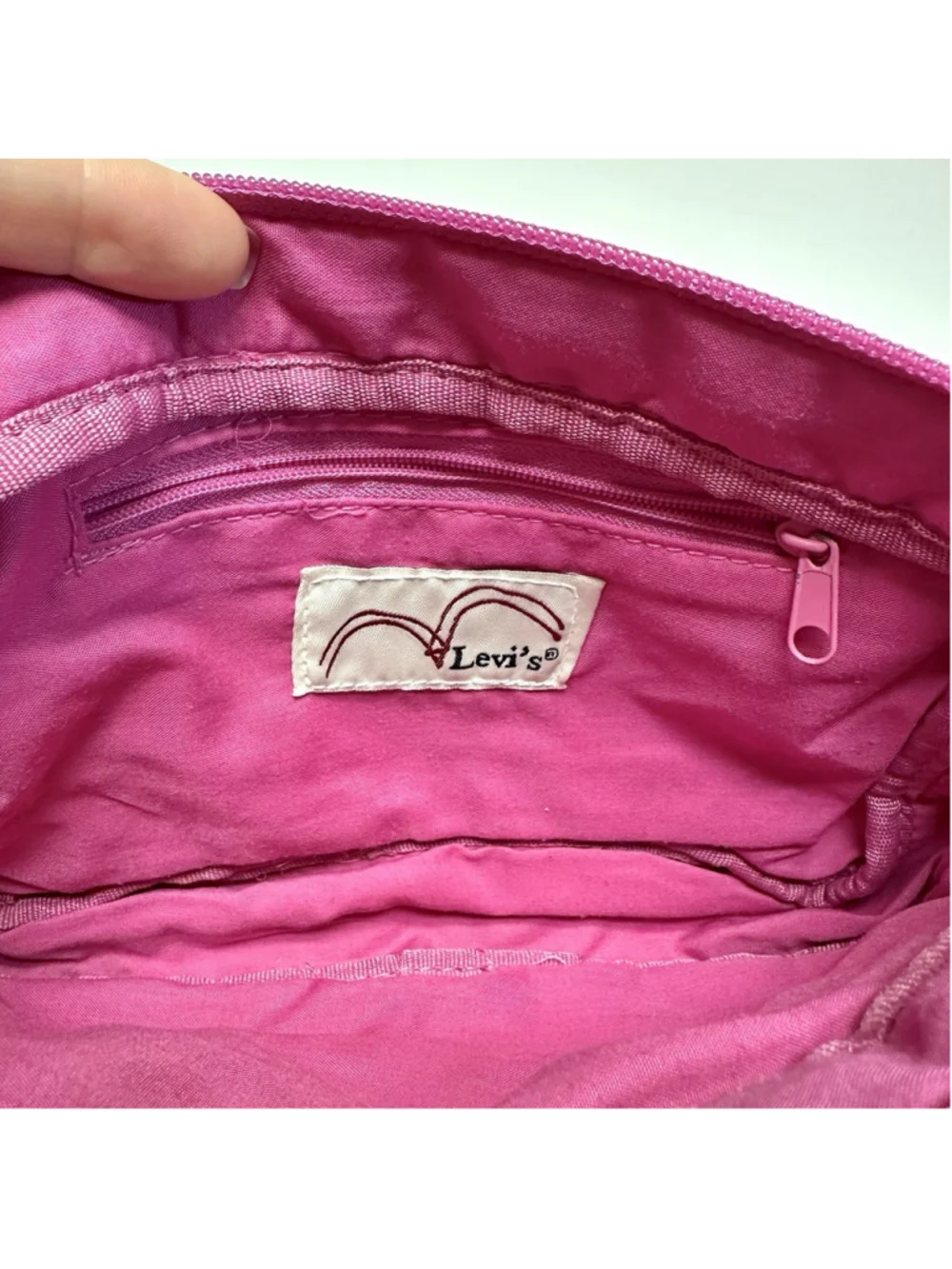 Vintage Levis Pink Denim Utility Shoulder Bag Y2K Cargo Purse Floral Print